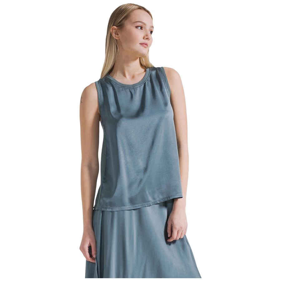 Top in satin con dettaglio arricciato verde da donna Deha | D4246057620